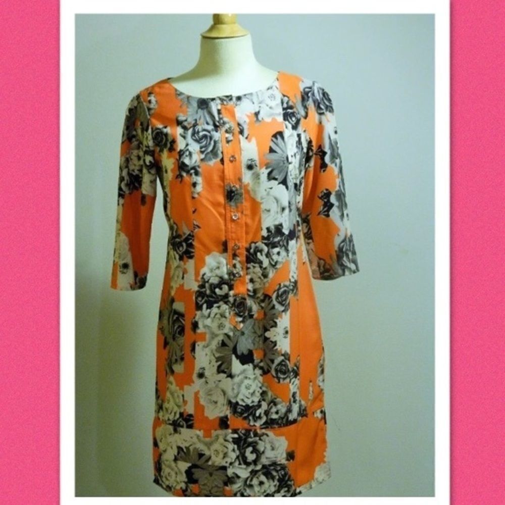 Yoana Baraschi Dress Orange Floral Print Small‎